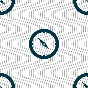 Compass sign icon. Windrose navigation symbol. Seamless pattern with geometri Illustrazione stock