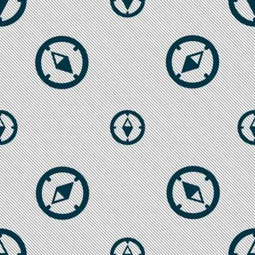 Compass sign icon. Windrose navigation symbol. Seamless pattern with geometri Illustrazione stock