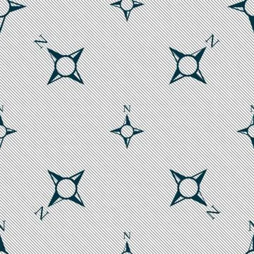 Compass sign icon. Windrose navigation symbol. Seamless pattern with geometri Illustrazione stock