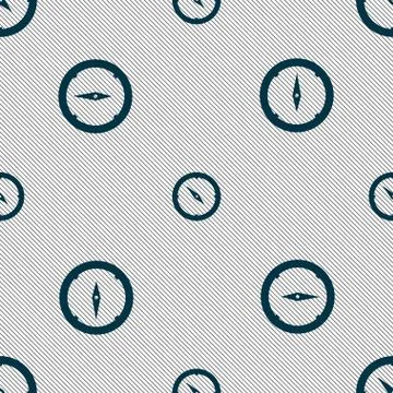 Compass sign icon. Windrose navigation symbol. Seamless pattern with geometri Illustrazione stock