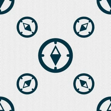 Compass sign icon. Windrose navigation symbol. Seamless pattern with geometri 스톡 일러스트