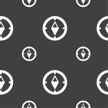 Compass sign icon. Windrose navigation symbol. Seamless pattern on a gray bac Illustrazione stock