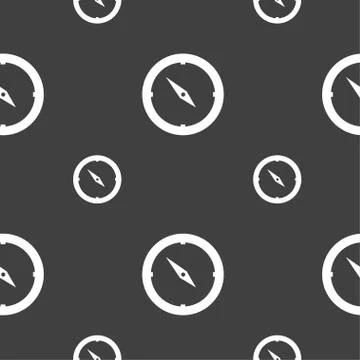 Compass sign icon. Windrose navigation symbol. Seamless pattern on a gray bac Stock Illustration