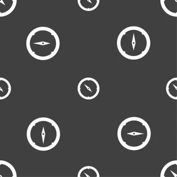 Compass sign icon. Windrose navigation symbol. Seamless pattern on a gray bac Illustrazione stock