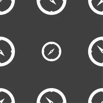 Compass sign icon. Windrose navigation symbol. Seamless pattern on a gray bac Stock Illustration