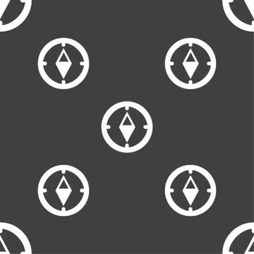 Compass sign icon. Windrose navigation symbol. Seamless pattern on a gray bac Stock Illustration