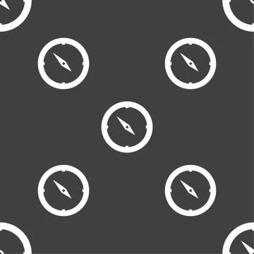 Compass sign icon. Windrose navigation symbol. Seamless pattern on a gray bac Illustrazione stock