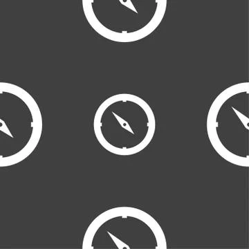 Compass sign icon. Windrose navigation symbol. Seamless pattern on a gray bac Stock Illustration