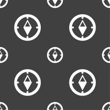 Compass sign icon. Windrose navigation symbol. Seamless pattern on a gray bac Illustrazione stock