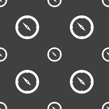 Compass sign icon. Windrose navigation symbol. Seamless pattern on a gray bac Illustrazione stock
