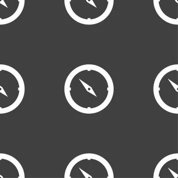 Compass sign icon. Windrose navigation symbol. Seamless pattern on a gray bac Stock Illustration