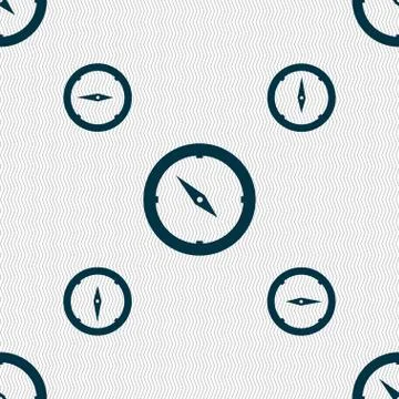 Compass sign icon. Windrose navigation symbol. Seamless pattern with geometric t Stock Illustration