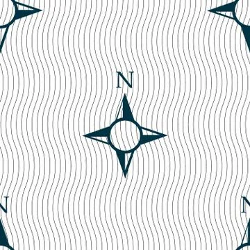 Compass sign icon. Windrose navigation symbol. Seamless pattern with geometric t Stock Illustration