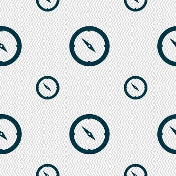 Compass sign icon. Windrose navigation symbol. Seamless pattern with geometric t Stock Illustration
