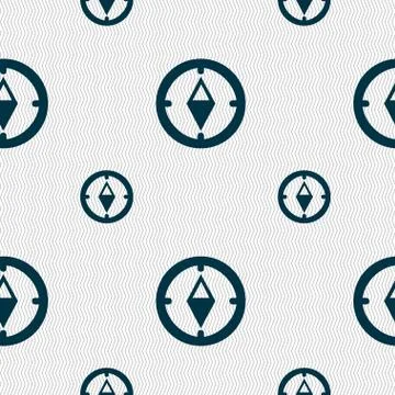 Compass sign icon. Windrose navigation symbol. Seamless pattern with geometric t Illustrazione stock