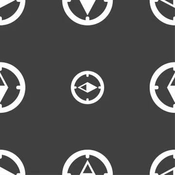 Compass sign icon. Windrose navigation symbol. Seamless pattern on a gray backgr 스톡 일러스트