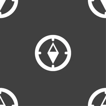 Compass sign icon. Windrose navigation symbol. Seamless pattern on a gray backgr Stock Illustration