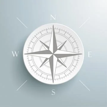 Compass silver background Illustrazione stock