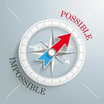Compass silver background possible impossible Illustrazione stock
