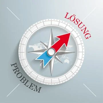 Compass silver background solution problem Illustrazione stock