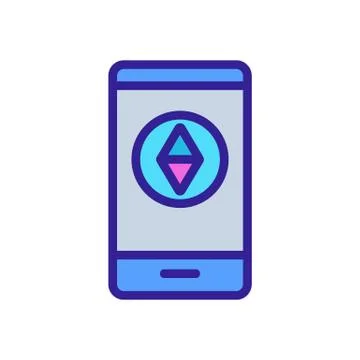 Compass on smartphone display icon vector outline illustration Stock Illustration