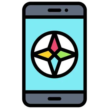 Compass on smartphone icon, location map and navigation vector Stock Illustration