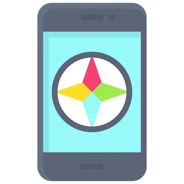 Compass on smartphone icon, location map and navigation vector Stock Illustration