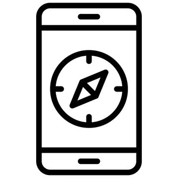 Compass on smartphone icon, location map and navigation vector Illustrazione stock