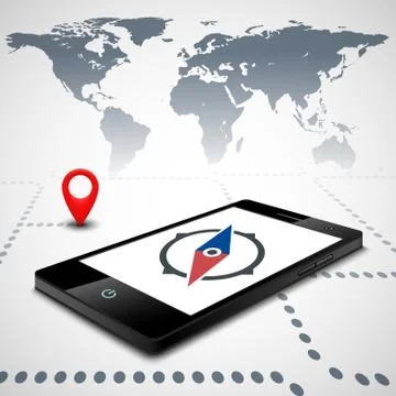 Compass on the smartphone 스톡 일러스트