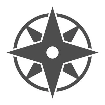 Compass solid icon, Navigation concept, Wind rose sign on white background 스톡 일러스트