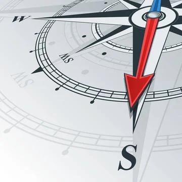 Compass south Compass with wind rose, the arrow points to the south. Illus... Stock Photos
