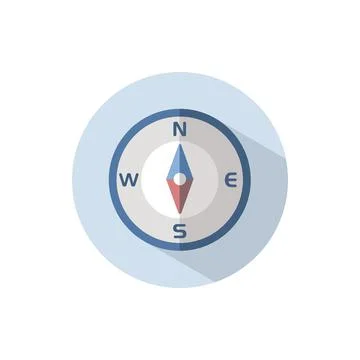 Compass south direction. Flat icon on a circle. Weather vector illustration Stock Illustration
