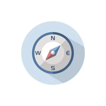 Compass south west direction. Flat icon on a circle. Weather vector illustrat Stock Illustration