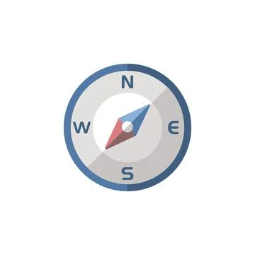 Compass south west direction. Flat icon. Isolated weather vector illustration Stock Illustration