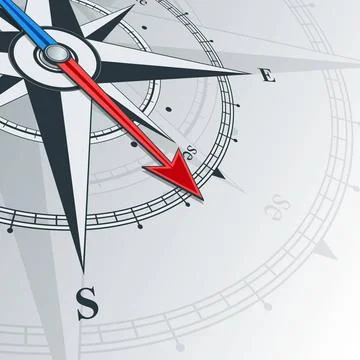 Compass southeast Compass with wind rose, the arrow points to the southeas... Stock Photos