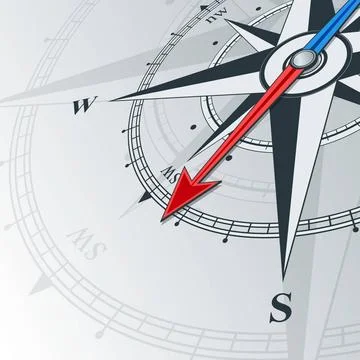 Compass southwest Compass with wind rose, the arrow points to the southwes... Stock Photos