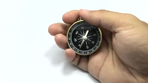 Compass specially rigged to show unstable north motion by using magnets. Stock Footage 64007690