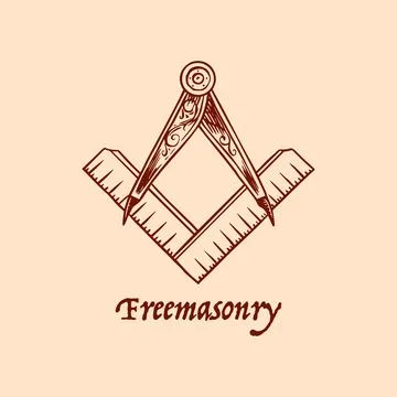 Compass Square as symbol of mason freemason .Conspiracy and Secret Society Stock Illustration