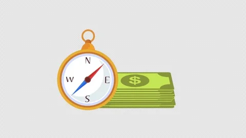 Compass with Stack of Money Representing Financial Direction and Investment Stock Footage 339767185