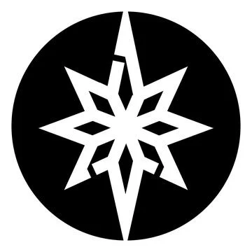 Compass star symbol inside black circular icon Stock Illustration