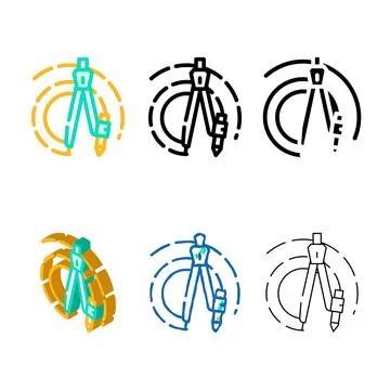 Compass stationery tool styles color icon vector Stock Illustration