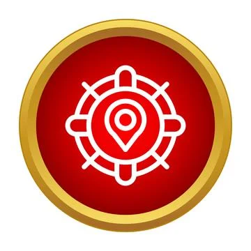 Compass steering wheel with location pin icon Stock Illustration