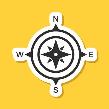 Compass sticker icon in flat style. Navigation equipment vector illustratio.. Illustrazione stock