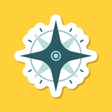 Compass sticker icon in flat style. Navigation equipment vector illustratio.. Illustrazione stock