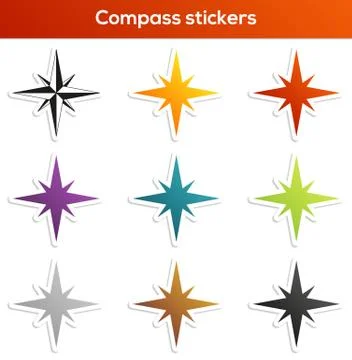 Compass stickers collection Stock Illustration