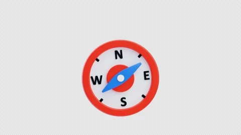Compass symbol for navigation direction 3d animation Stock Footage 319994441