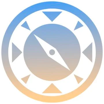 Compass symbol of a set. White compass icon, on gradient button. 스톡 일러스트