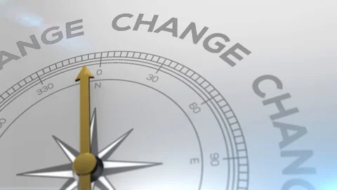 Compass with the text CHANGE right path, concept video for good direction white Stock Footage 97122905