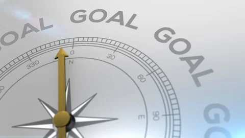 Compass with the text GOAL right path, concept video for good direction white Stock Footage 97158832