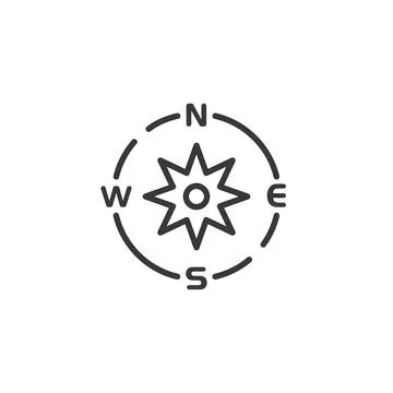 Compass thin line icon. Isolated weather vector illustration Stock Illustration